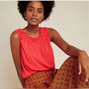 Maeve Anthropologie Pleated Scoop neck tank size XL